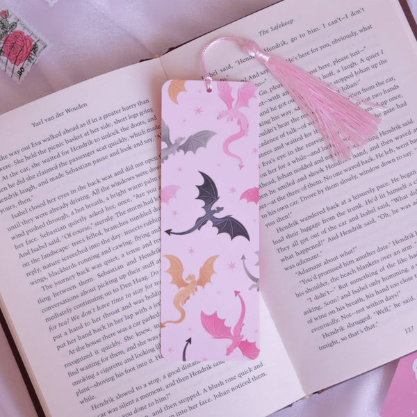 Dragon Pattern Bookmark, Fantasy Bookmark with Tassel