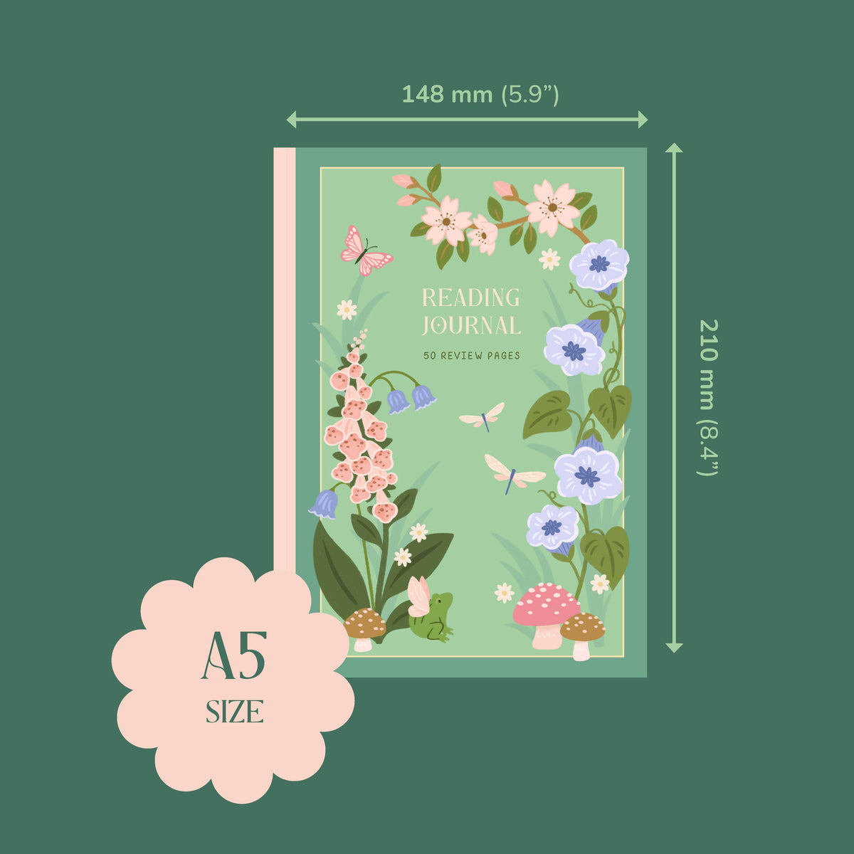 Whimsical Reading Journal – Literary 50 Book Review Notebook