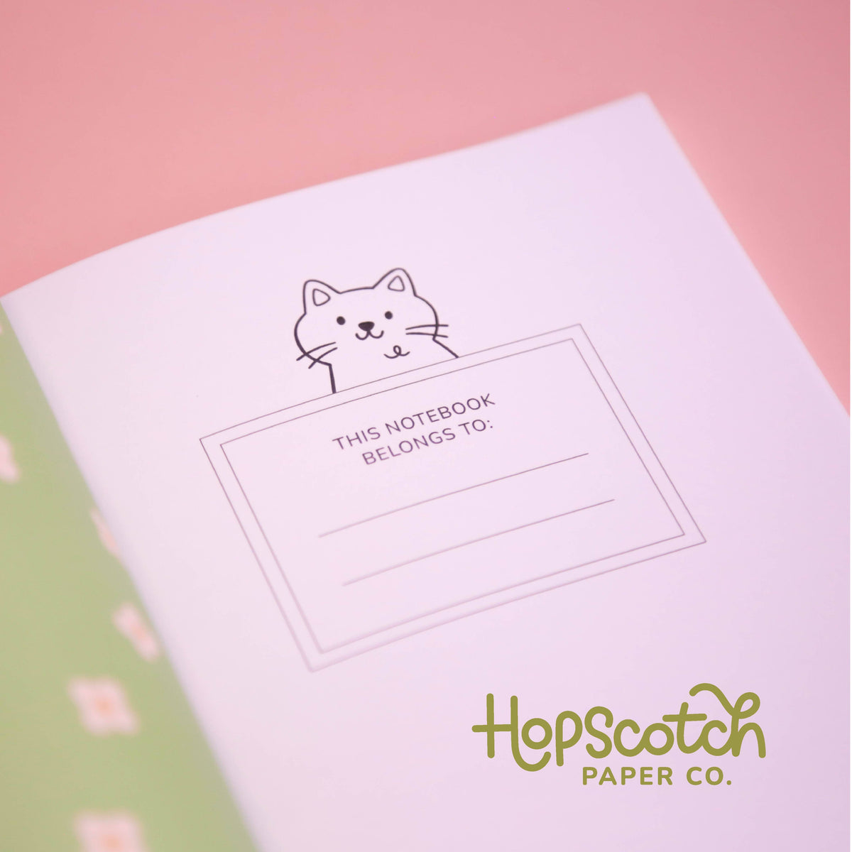 Cat & Flowers Notebook – A5 Journal with 80 Lined Pages