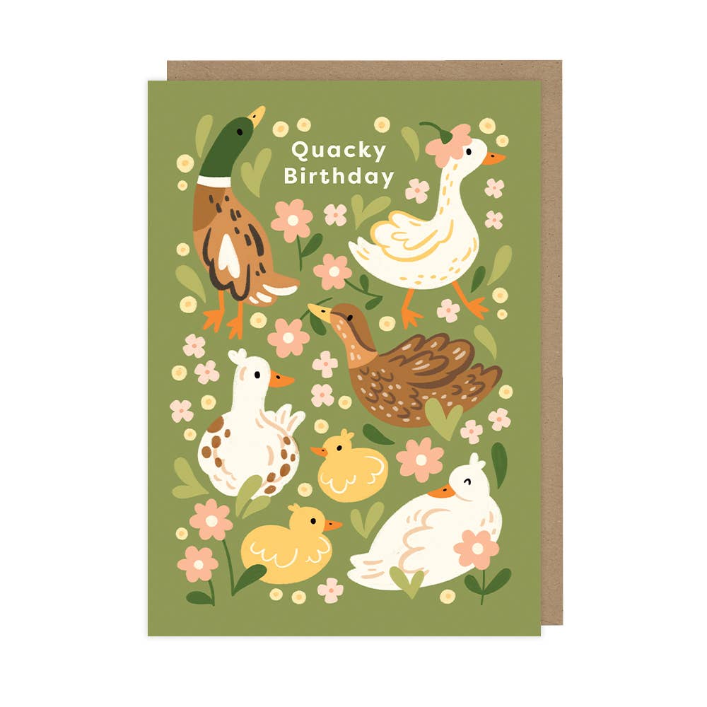 Duck-themed Birthday Card, "Quacky Birthday" Animal Pun Card