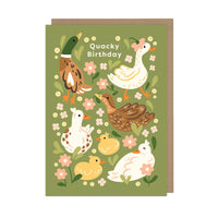 Duck-themed Birthday Card, "Quacky Birthday" Animal Pun Card