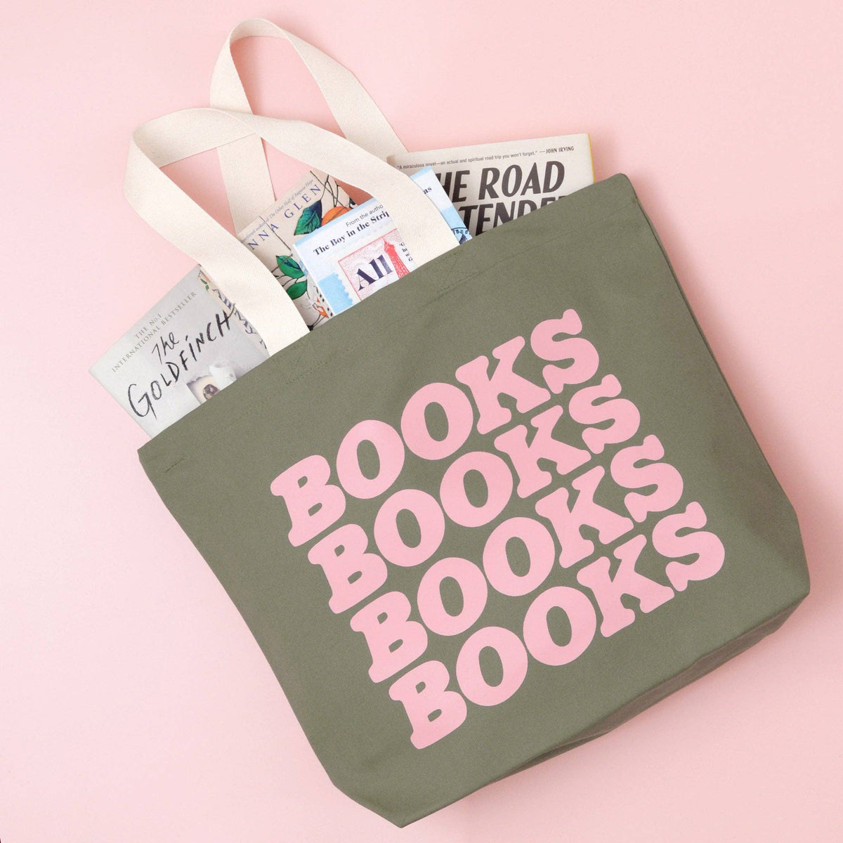 Books Books Books Books - Olive Green Canvas Tote Bag