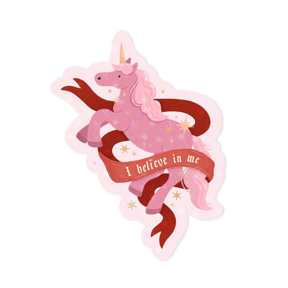 Fantasy Unicorn Holographic Vinyl Sticker - I Believe In Me