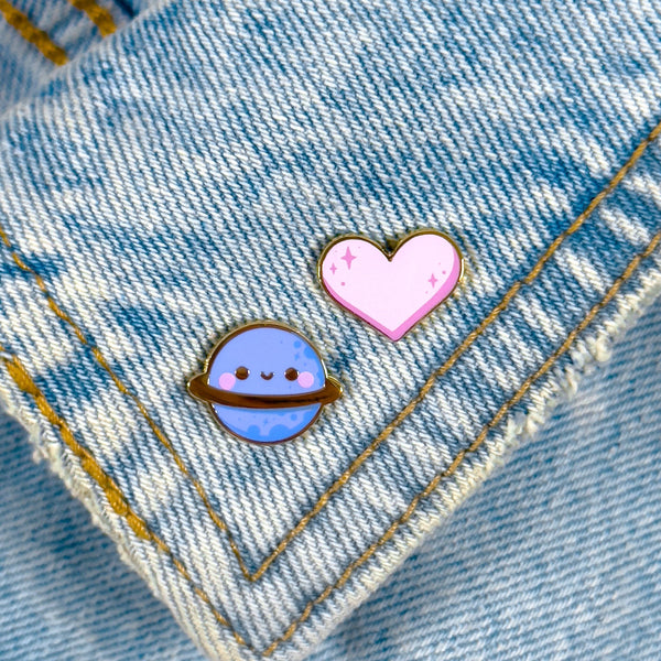 Kawaii Blue Planet Mini Enamel Pin