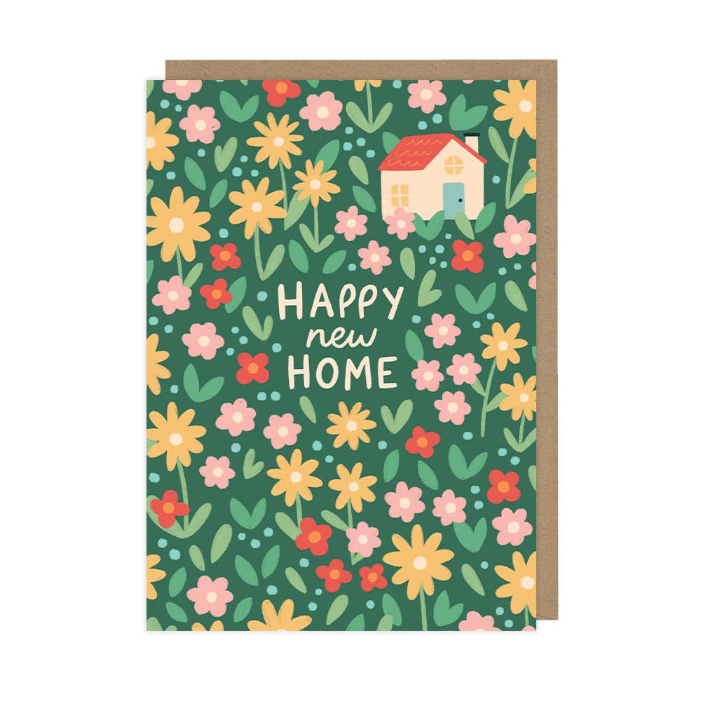 Floral Spring New Home Card, Unique Housewarming Card