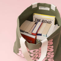 Books Books Books Books - Olive Green Canvas Tote Bag