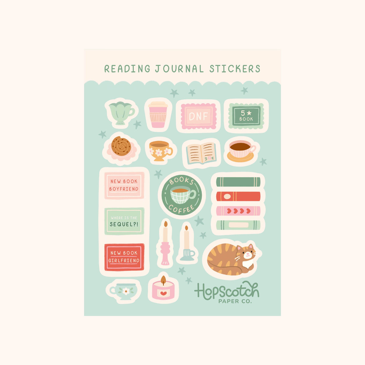Reading Journal Sticker Sheet - Literary Stationery and Gift