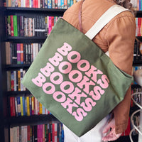 Books Books Books Books - Olive Green Canvas Tote Bag