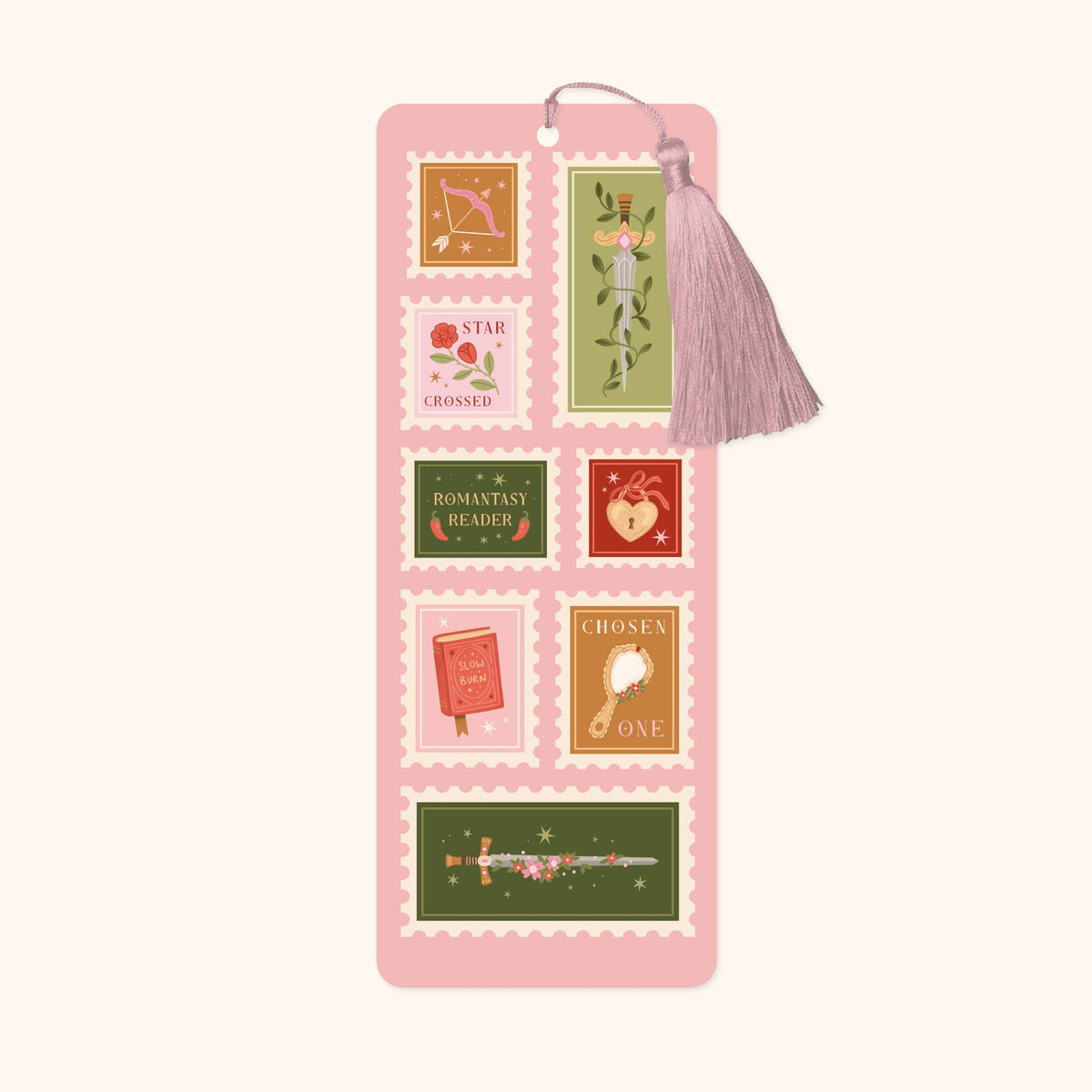 Romantasy Stamps Bookmark, Fantasy Bookmark with Tassel
