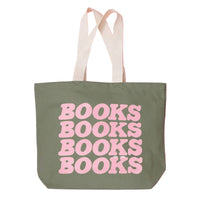 Books Books Books Books - Olive Green Canvas Tote Bag
