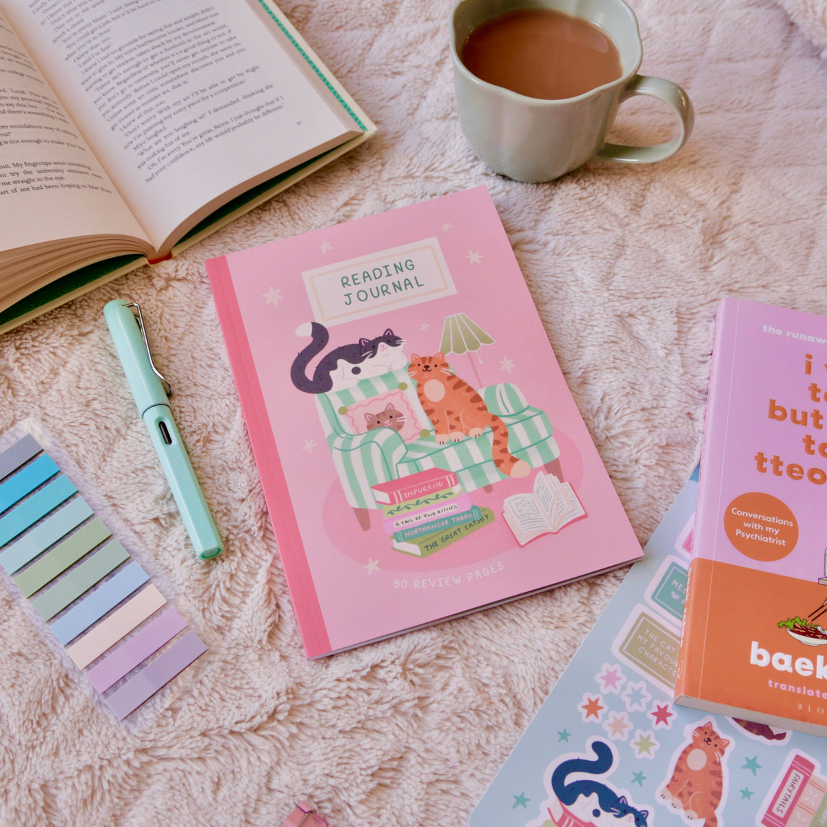 Reading Journal Cats – 50 Page Book Review Notebook