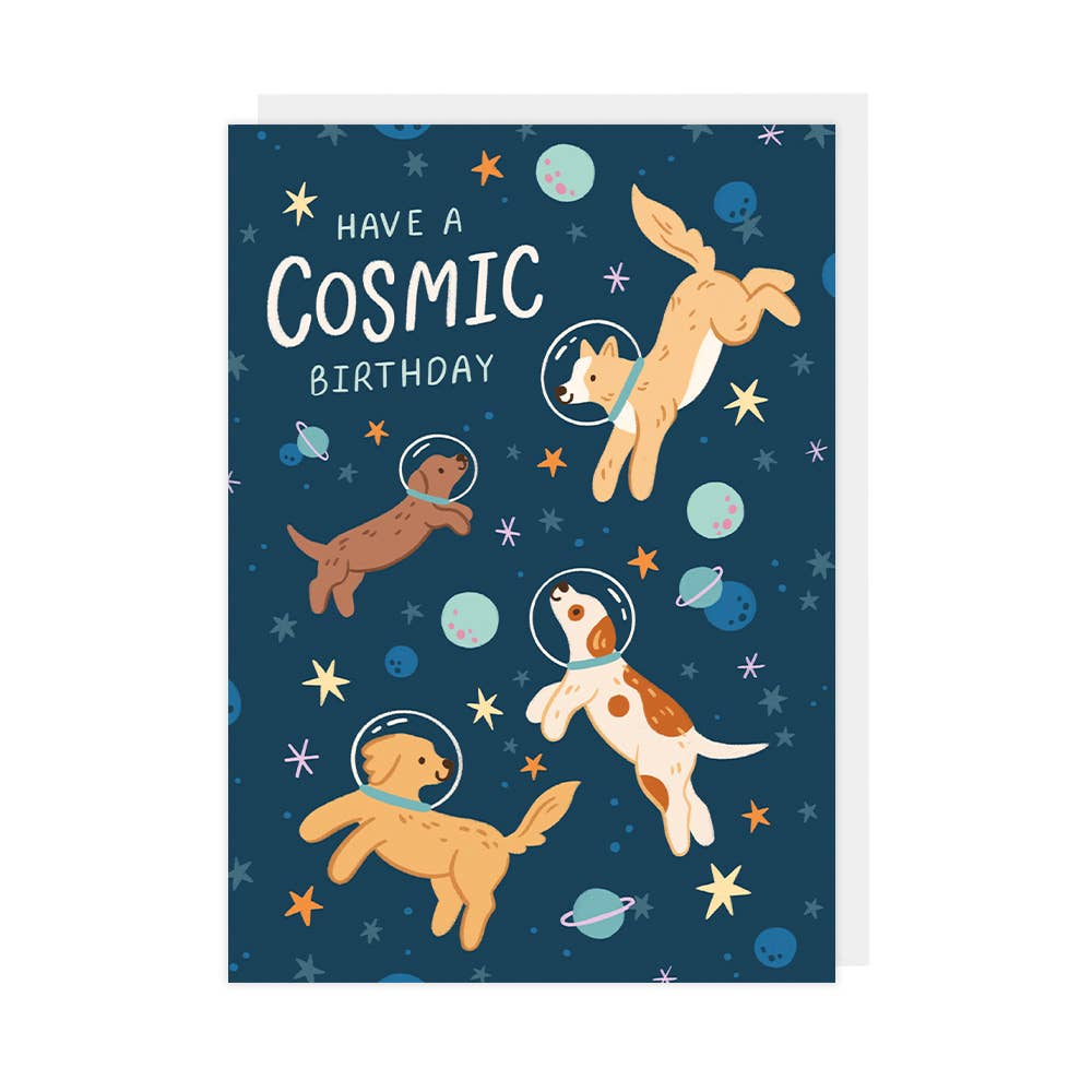 Dog Birthday Card, Cosmic Birthday Cute Dog-Themed Card