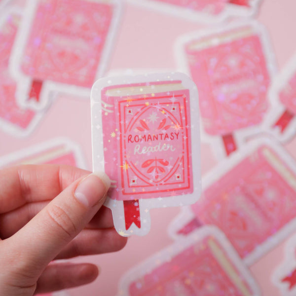 Romantasy Reader Holographic Vinyl Sticker - Book Sticker