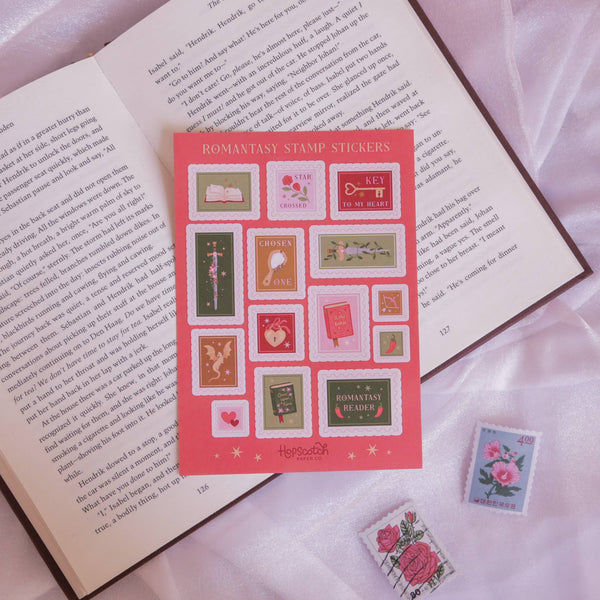 Romantasy Stamps Sticker Sheet - Fantasy Book Gifts