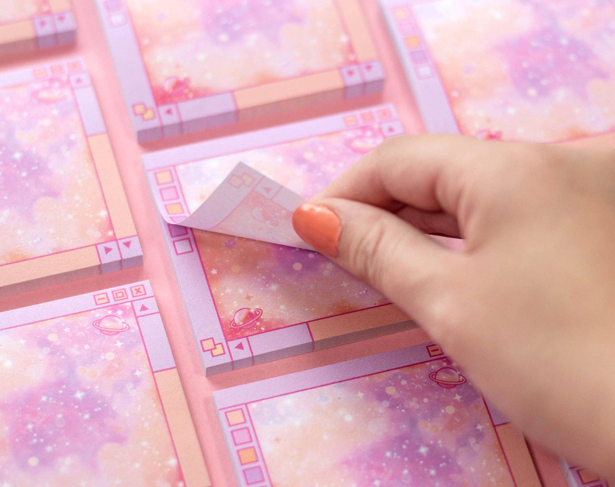 Pink Galaxy Window Sticky Notes