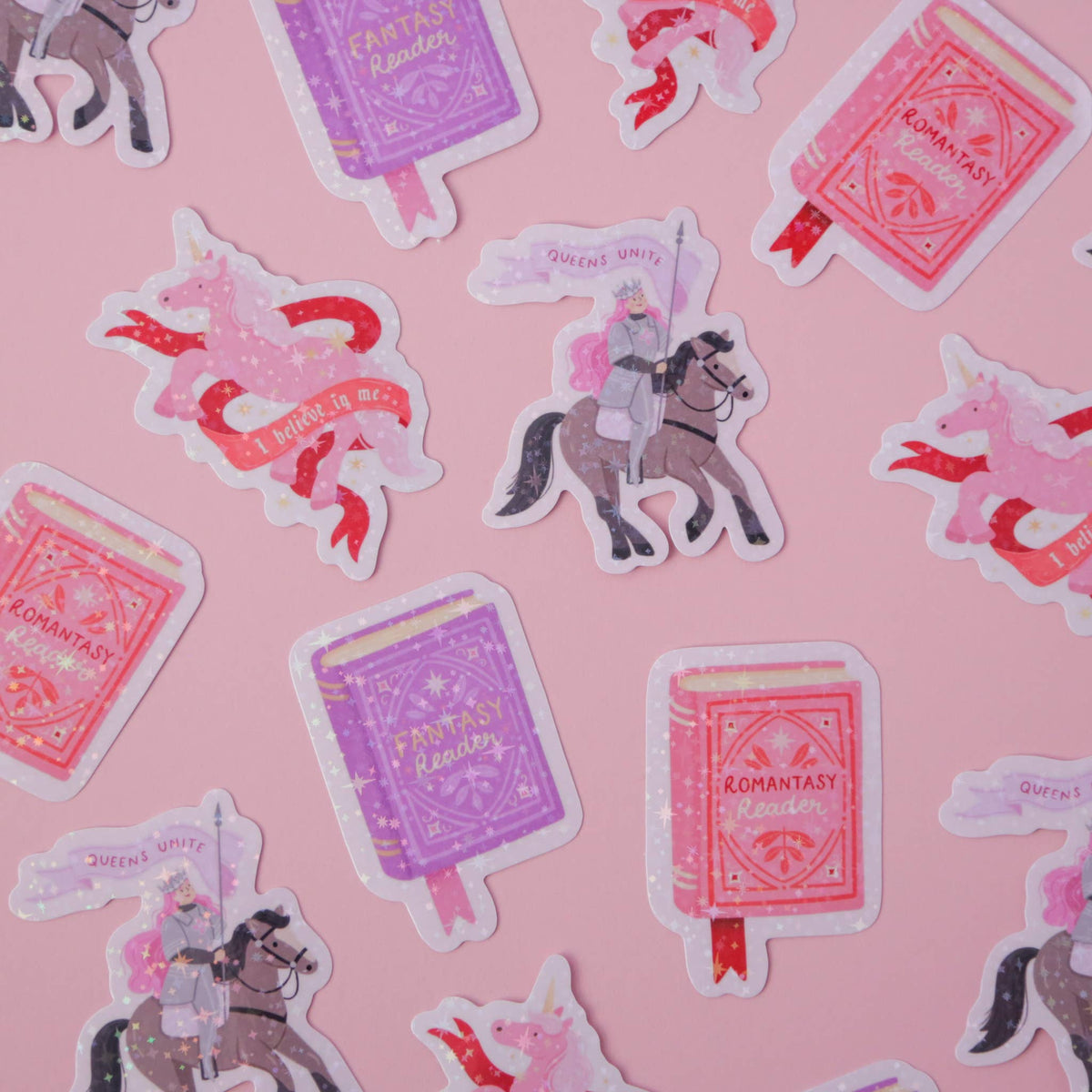 Romantasy Reader Holographic Vinyl Sticker - Book Sticker