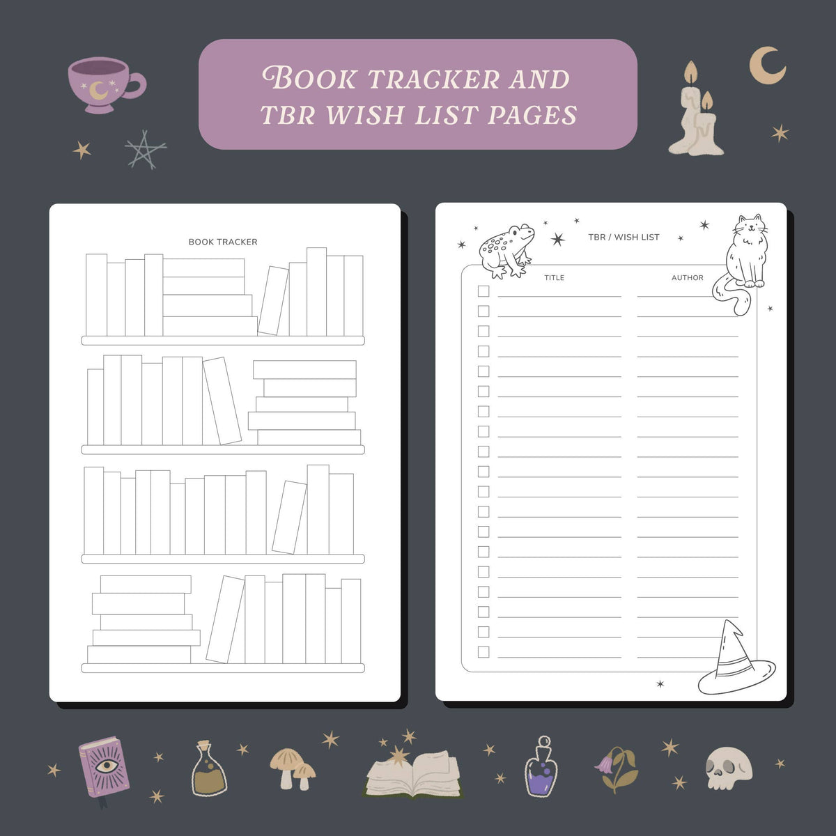 Whimsy Witch Reading Journal – 50 Book Review Notebook