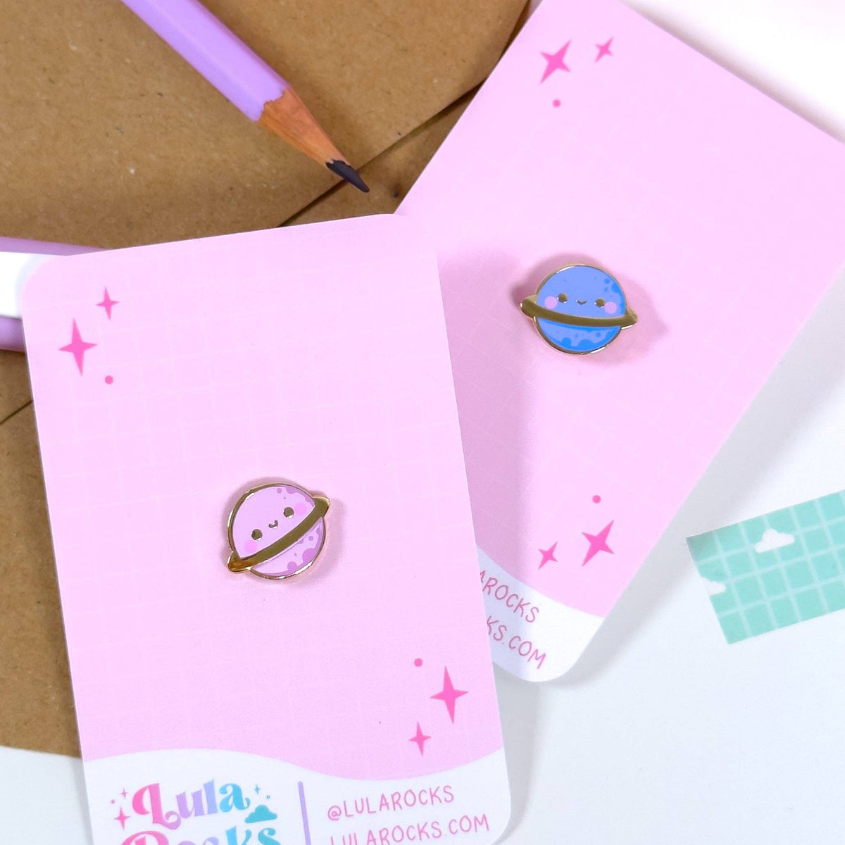 Kawaii Blue Planet Mini Enamel Pin