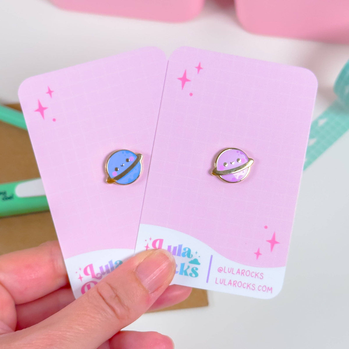 Kawaii Blue Planet Mini Enamel Pin