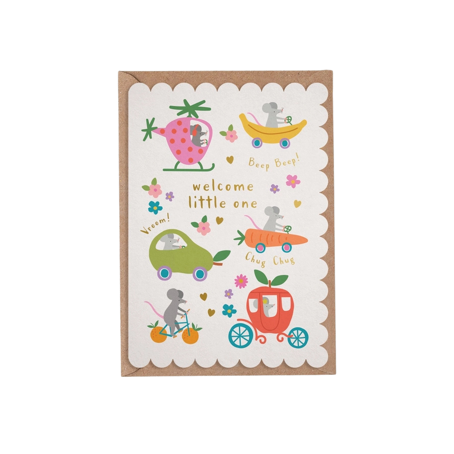 Mice Fruit Dash Welcome Baby Card