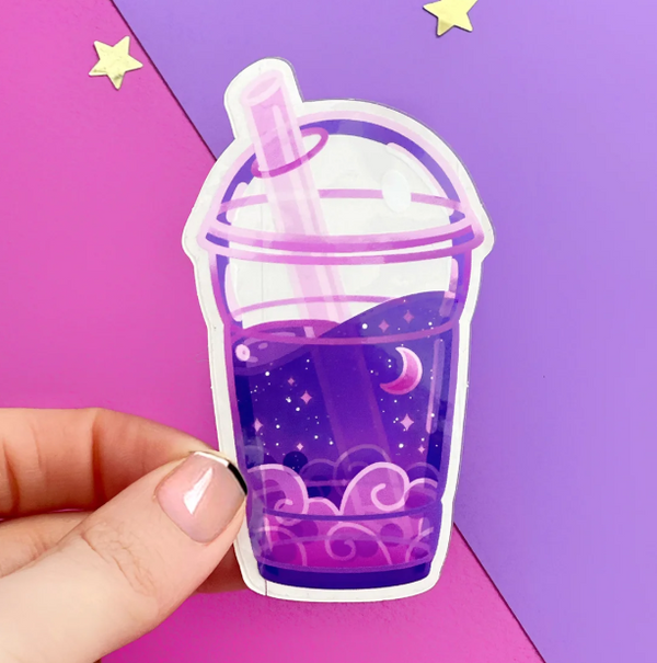 Cosmic Bubble Tea Sticker - Purple