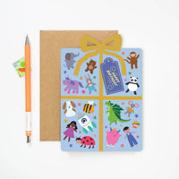 Wrapped in Wonder Toy Themed Kids Birthday Card with Foil