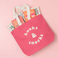 Books and snacks bag - bright pink