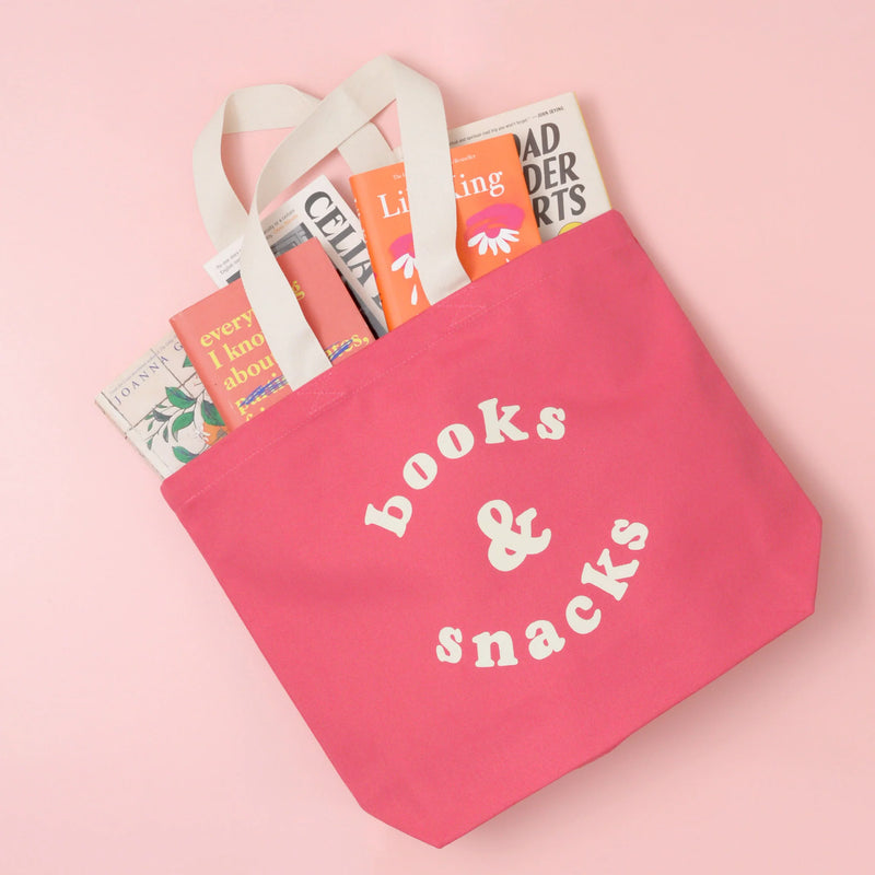 Books and snacks bag - bright pink