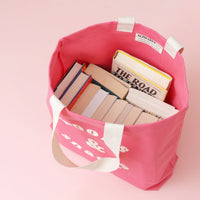 Books and snacks bag - bright pink