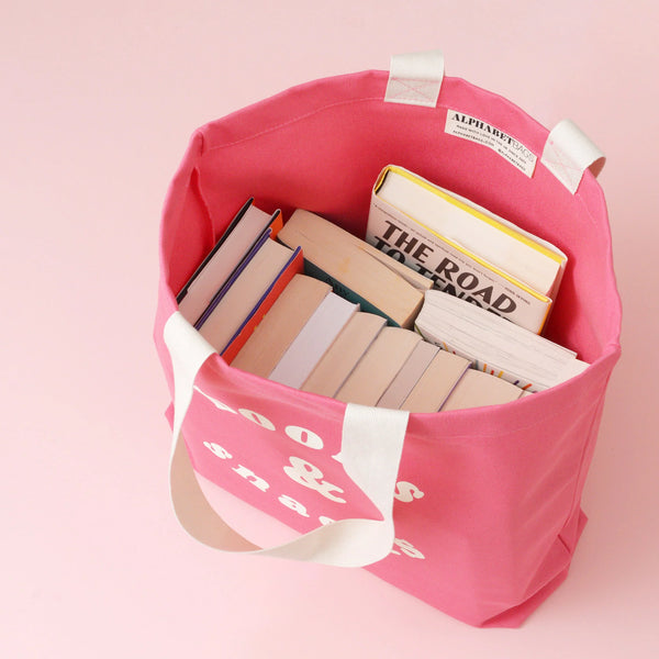 Books and snacks bag - bright pink
