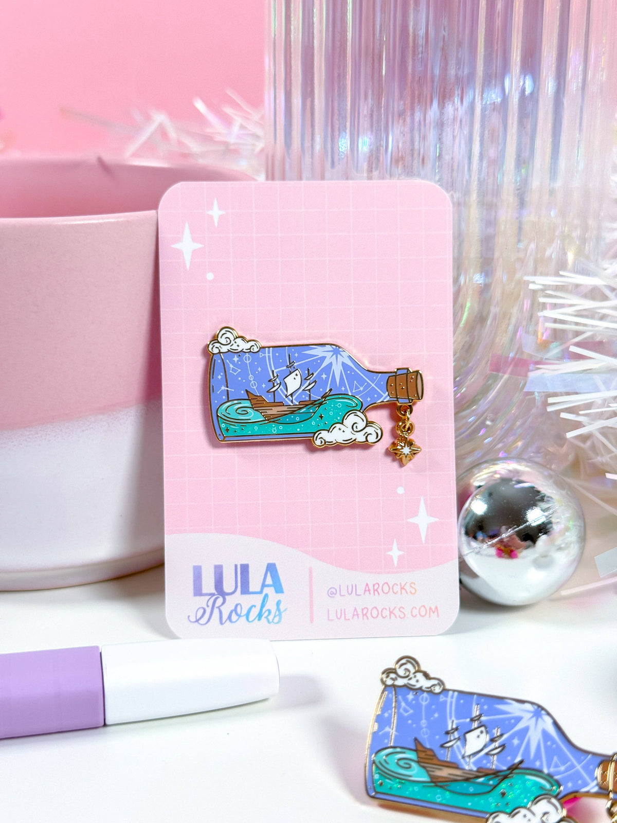 Ship in a Bottle Enamel Pin