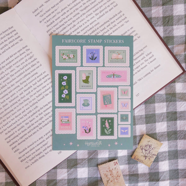 Fairycore Stamps Sticker Sheet - Fantasy Book Gifts