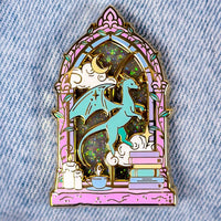 Library Window Liquid Glitter Enamel Pin