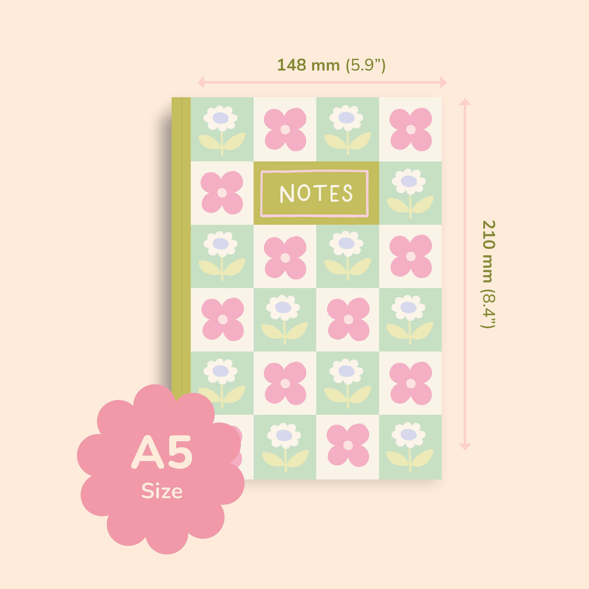 Floral Notebook – A5 Journal with 80 Lined Pages