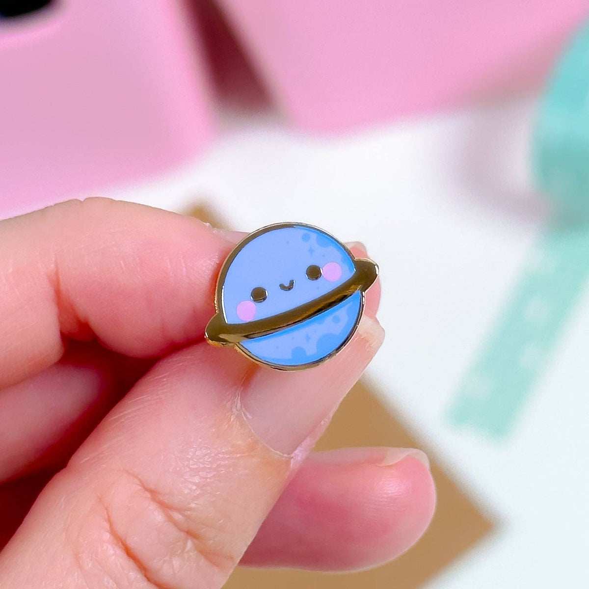 Kawaii Blue Planet Mini Enamel Pin