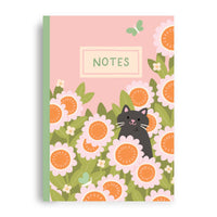 Cat & Flowers Notebook – A5 Journal with 80 Lined Pages