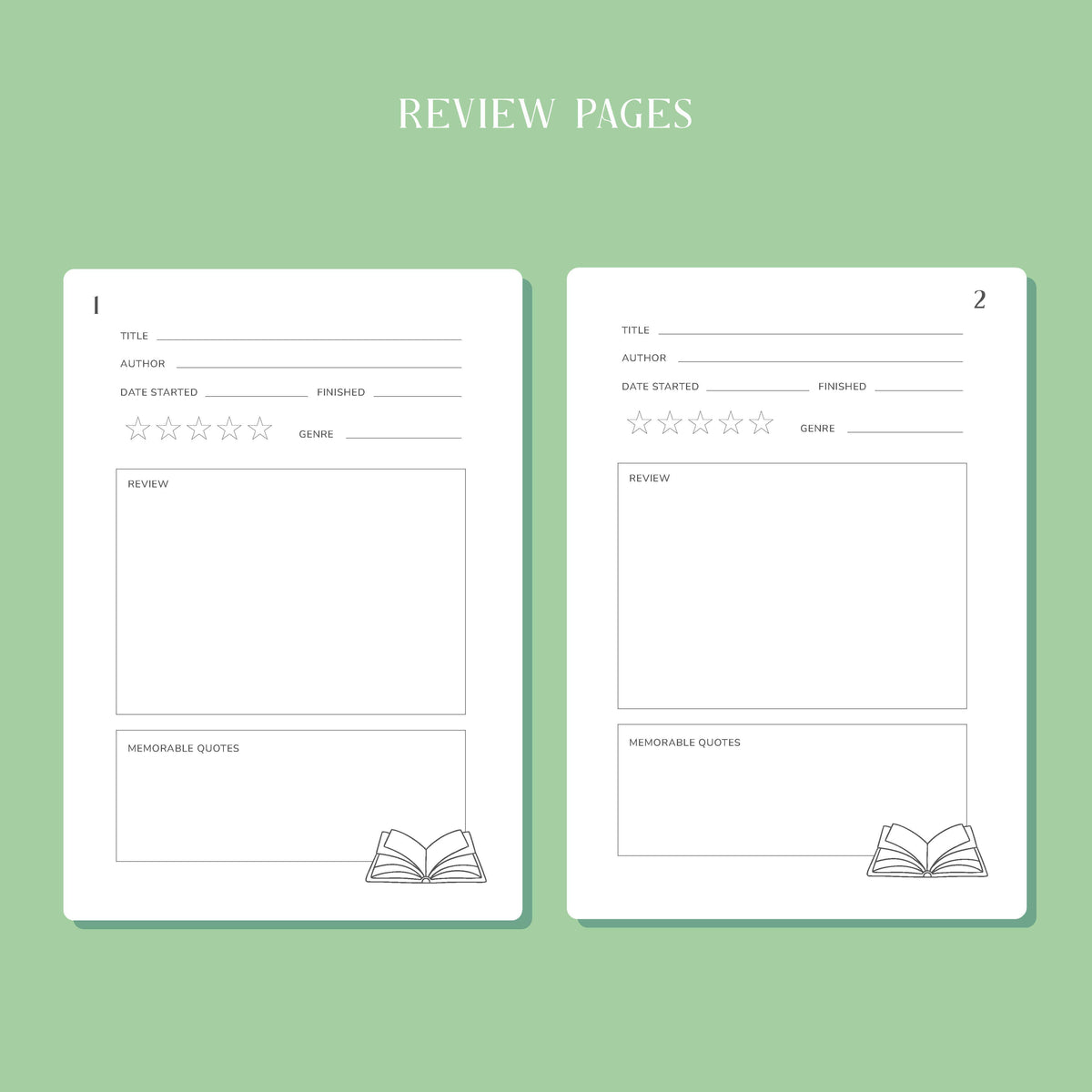 Whimsical Reading Journal – Literary 50 Book Review Notebook