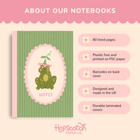 A5 Notebook, Frog Themed – Journal with 80 Lined Pages