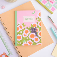 Cat & Flowers Notebook – A5 Journal with 80 Lined Pages