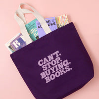 Can't. Stop. Buying. Books. - Plum Canvas Tote Bag