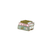 Botanical book stack enamel pin