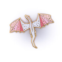 Pink and White Dragon Enamel Pin